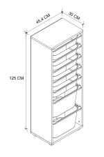 Стеллаж PERA с 7 выдвижными ящиками - сосна