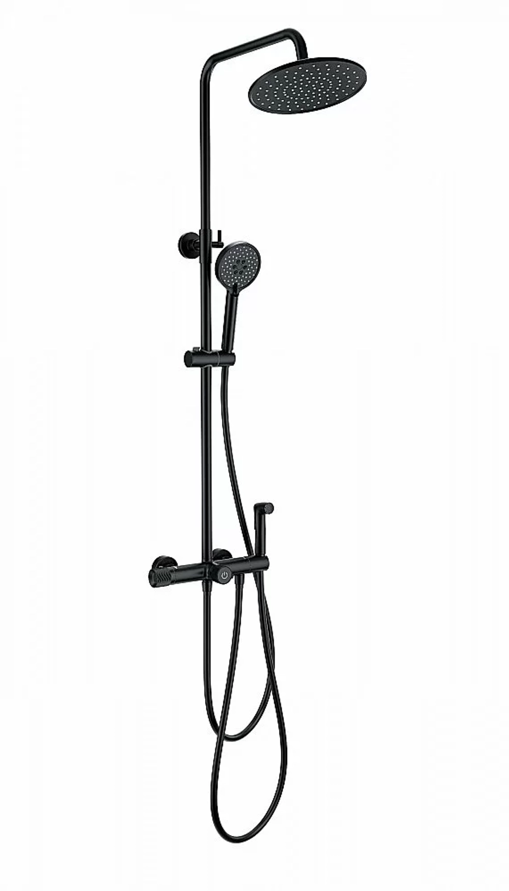 Душевая система с техническим душем и термостатом WONZON & WOGHAND WW-B3097-A-MB черный матовый