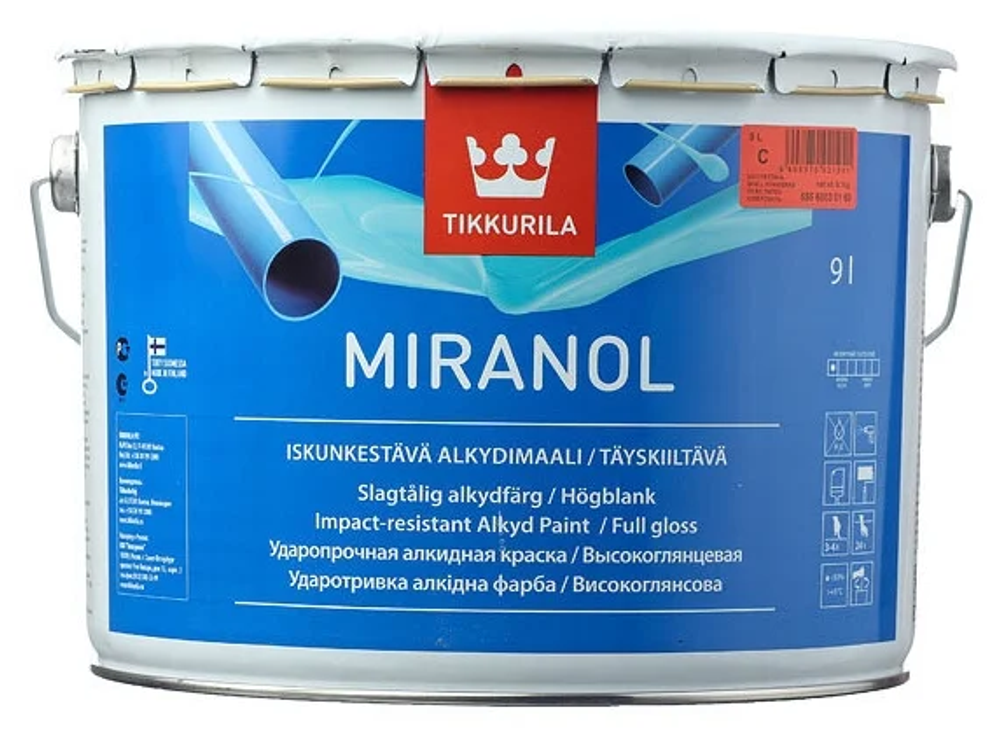 Тиксотропная эмаль Tikkurila Miranol База С (9,0л)  пр-во Финляндия