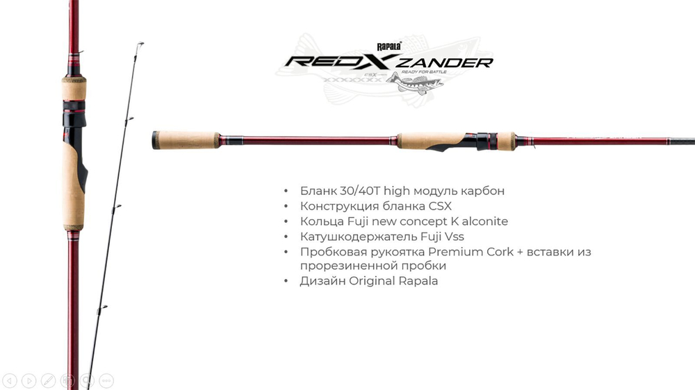 Спиннинг для рыбалки Rapala Redx Zander Spinning, 2pcs