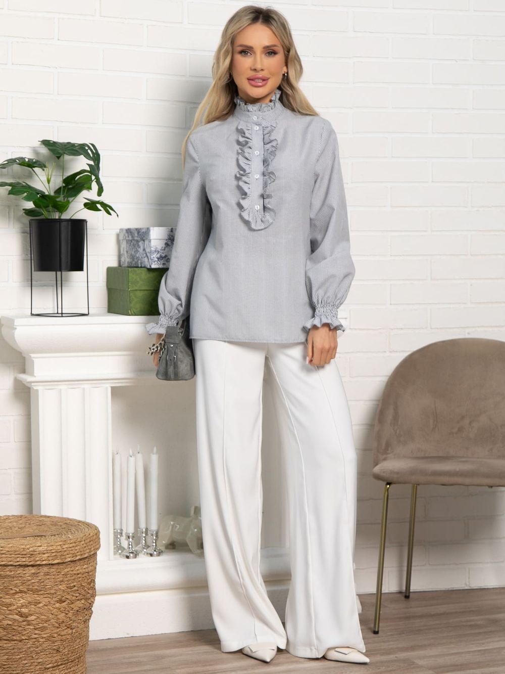 Блуза Санти (бело-серая) Б15622-54М LT Collection