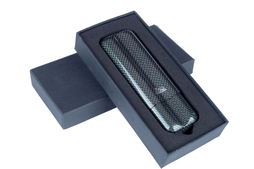 Футляр Lubinski карбон зеленый на 2 сигары