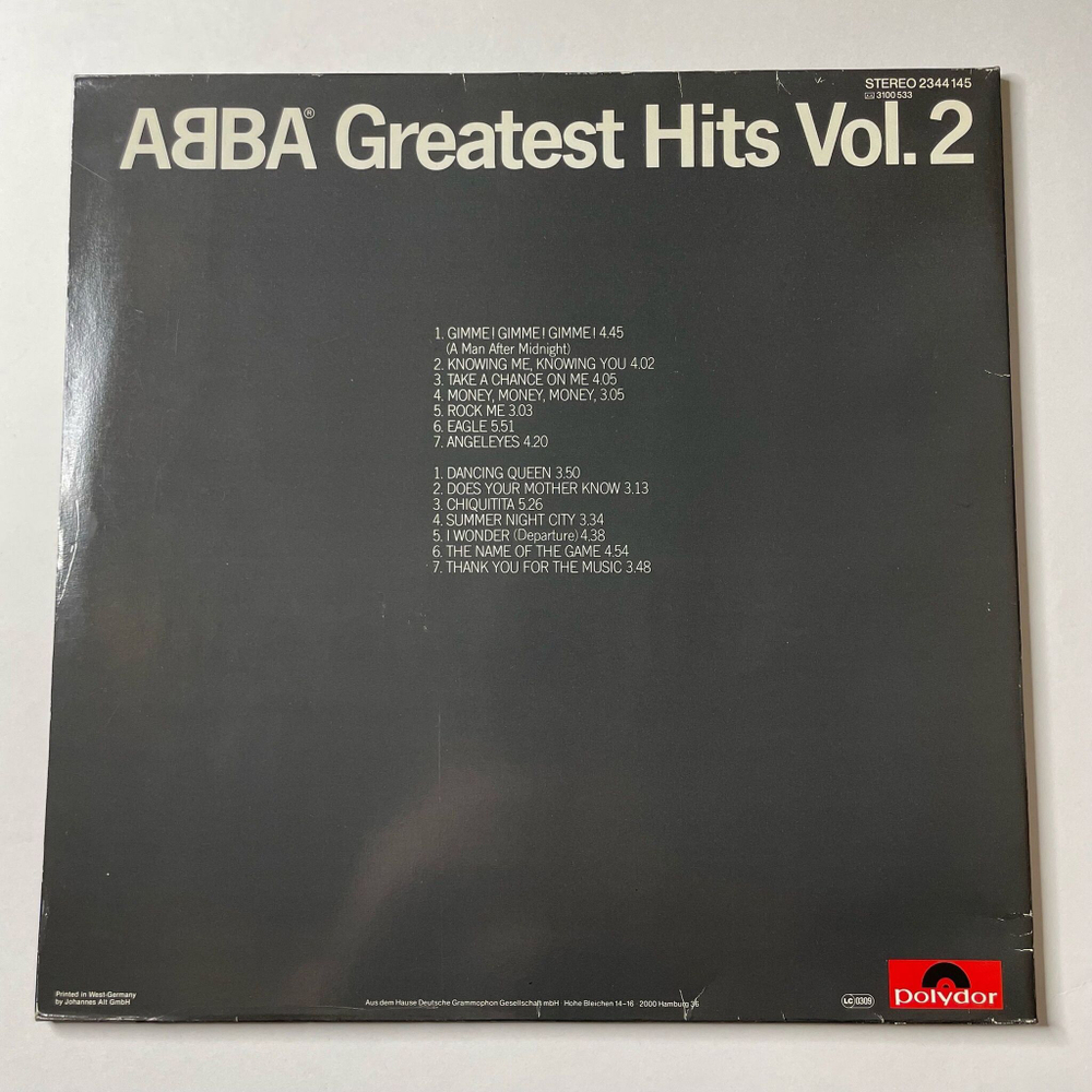 Винтажная виниловая пластинка LP ABBA АББА Greatest Hits Vol. 2 Сборник Хитов (Germany 1979)