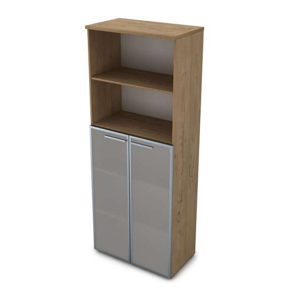 9Ш.005.15 Шкаф высокий со стеклом и открытой полкой (800*450*2045)