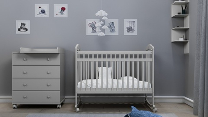 Кроватка детская Incanto PL (серый) колесо-качалка