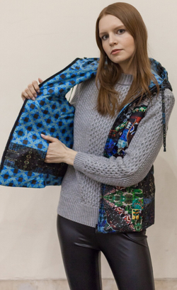 Двусторонний жилет "Сказка", по мотивам изразцов русского художника Михаила Врубеля