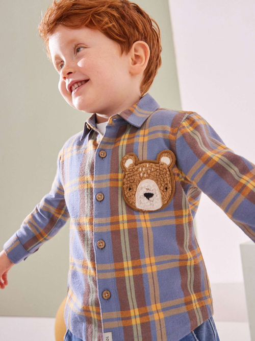 Рубашка для мальчика Next K83-239, Синий, Коричневый