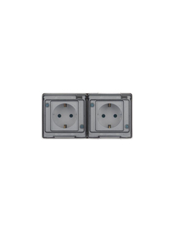 Розетка Эксперт 11-2504-01 2х2P+E гориз. IP55 шторки 16А-250В ОУ бел. Эра Б0063262