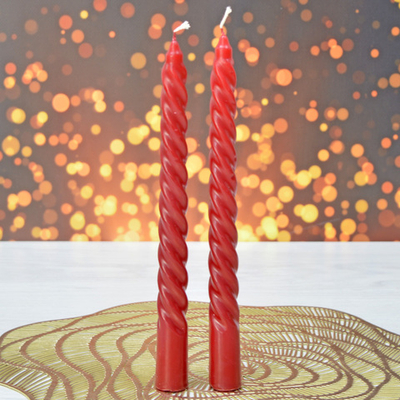 Свечи столовые витые 2шт бордо