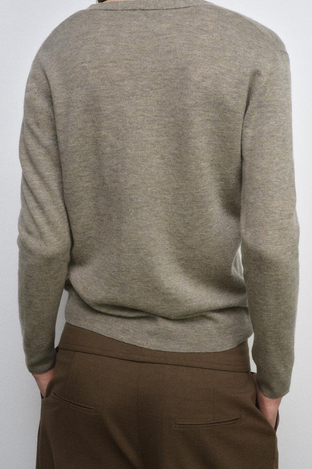 ZARA КАРДИГАН ИЗ 100% СВЕРХМЯГКОЙ ШЕРСТИ, СЕРО-КОРИЧНЕВЫЙ МЕЛАНЖ