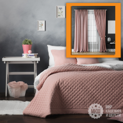 Комплект для спальни шторы и покрывало: КАСПИАН (арт. BL10-220-04)  - розовый