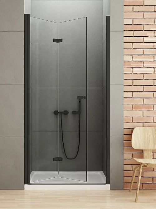 Душевая дверь NEW TRENDY NEW SOLEO BLACK D-0221A/D-0222A 80 стекло прозрачное/профиль черный