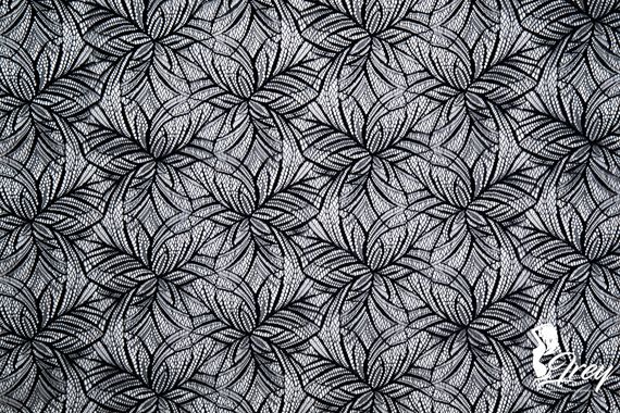 Сетка-стрейч  арт.022, flower mandala, Италия, черный