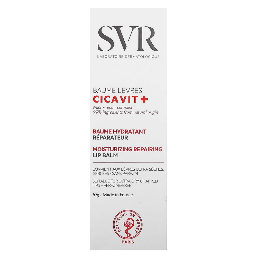SVR, Cicavit+, бальзам для губ, без отдушки, 10 г (0,35 унции)