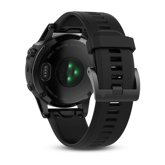 Умные мужские спортивные часы Garmin Fenix 5 Sapphire - черные с черным ремешком 010-01688-11