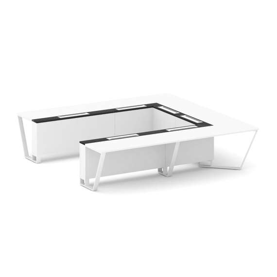 Steel Meet Стол переговорный П-образный KMK-PR.B.SP-11P Белый Бриллиант/Графит Глянец/Металл Белый 3