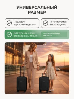 Чемодан Bonle размер XS Черный