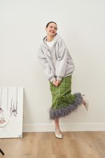 ЮБКА С ПЕРЬЯМИ ЯРКО-ЗЕЛЕНЫЙ|ШОКОЛАД|СЕРЫЙ