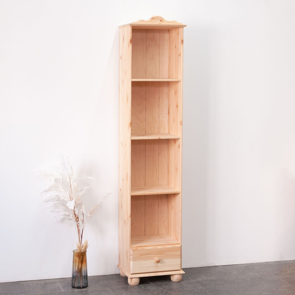 Стеллаж 3 полки Бритта из сосны, с ящиком, 40х32х182