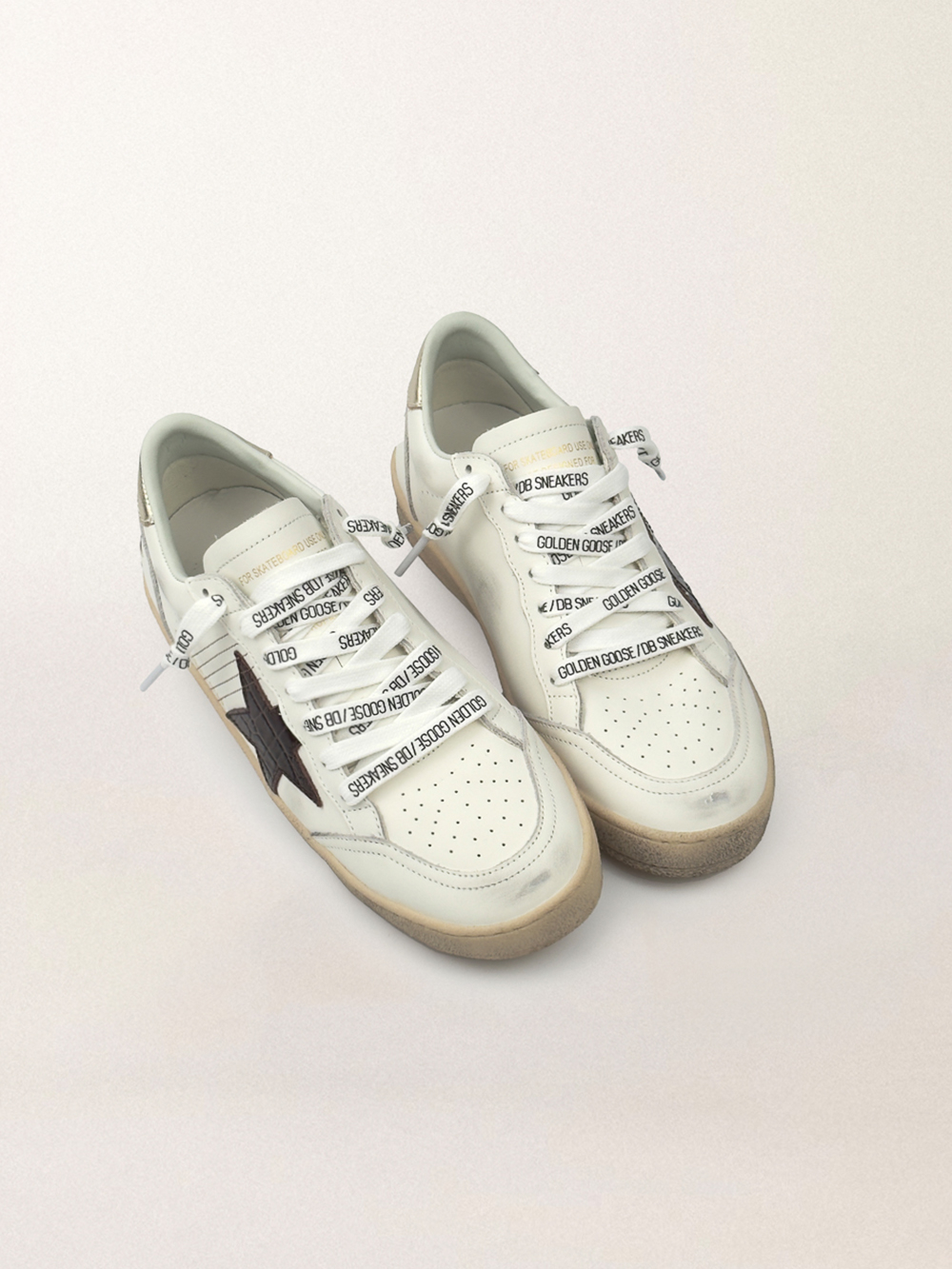 Ball Star with burgundy croc-print leather star and gold heel tab