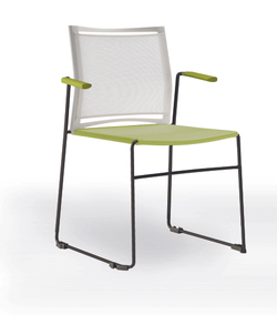 Web стул на полозьях с подлокотниками и спинкой-сеткой