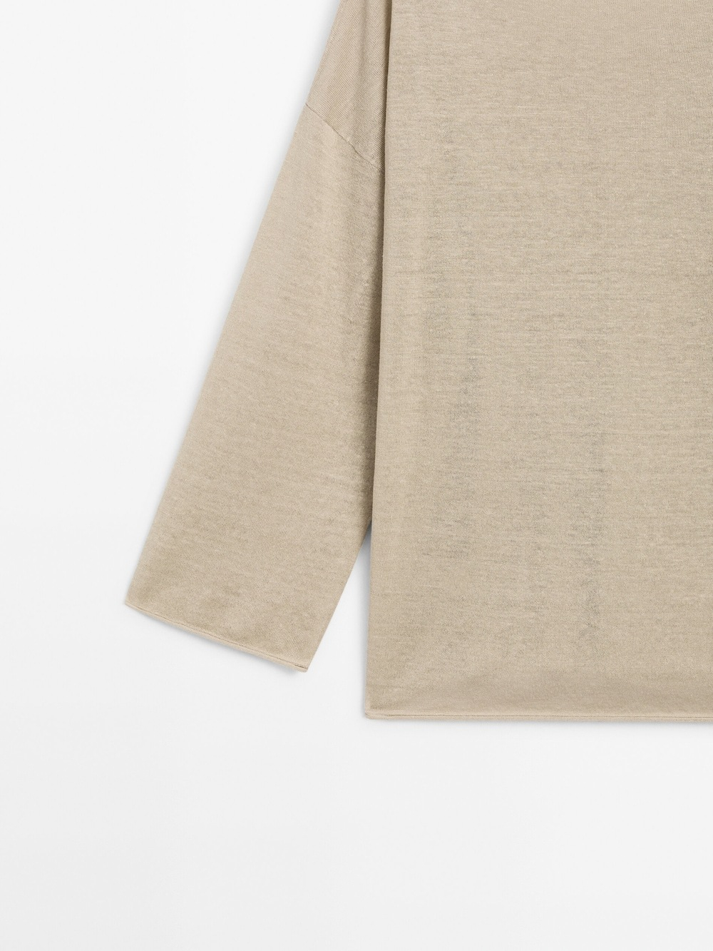 Massimo Dutti Свитер из смесового льна с вырезом «лодочка», зеленоватый