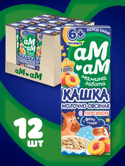 Каша детская молочная Ам-Ам овсяная с персиком