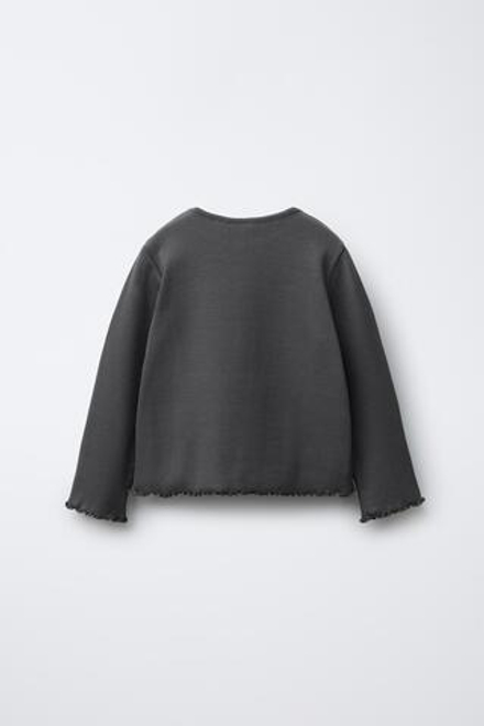 ZARA ФУТБОЛКА В РУБЧИК С СЕРДЦЕМ, АНТРАЦИТОВО-СЕРЫЙ