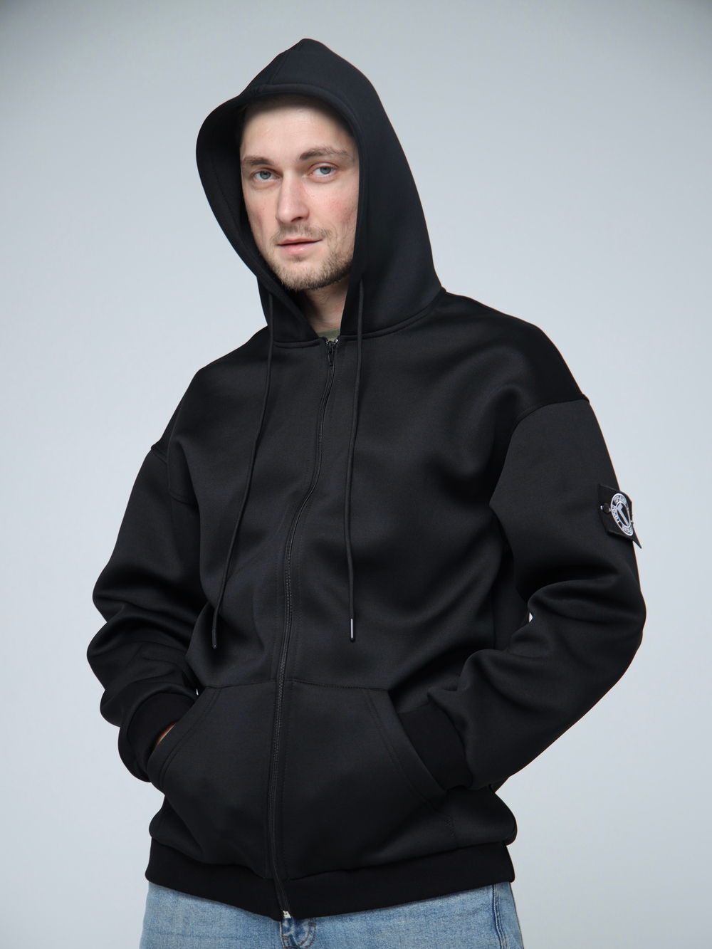 худи на молнии зипка город горький черный черная