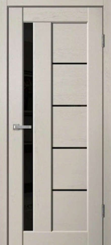 Дверь межкомнатная ST 03 (капучино софт), остекление лакобель черное