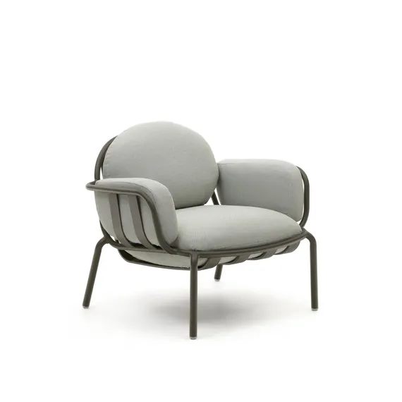 Садовое кресло Joncols серое с зеленой алюминиевой отделкой