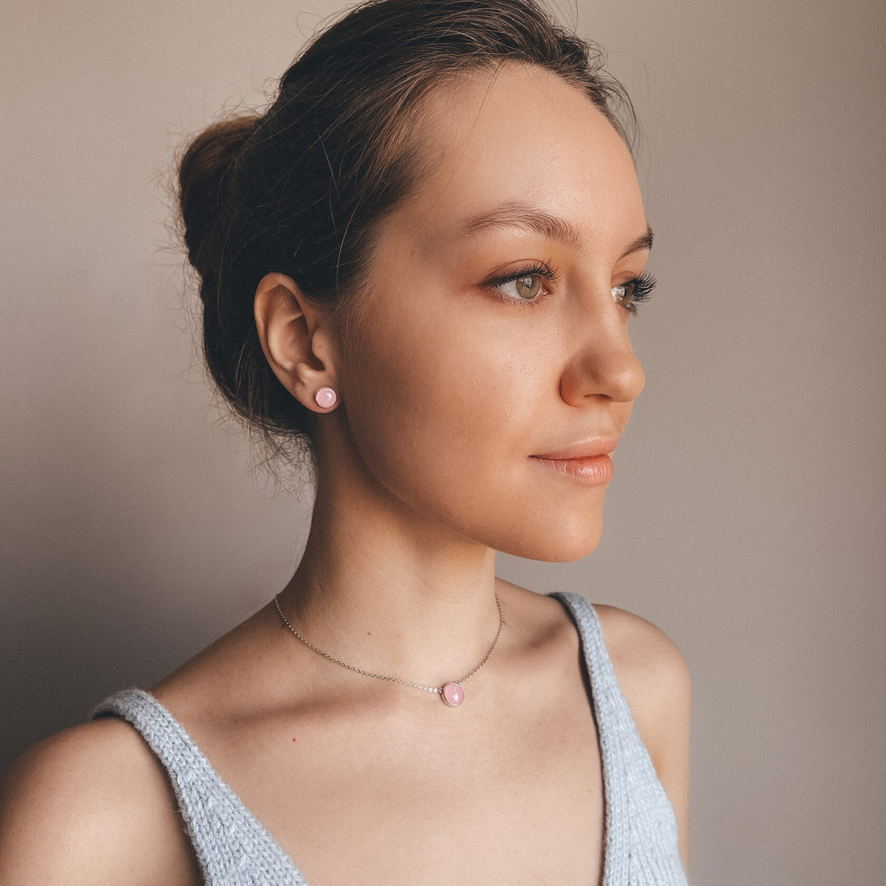 Колье Love с розовым кварцем