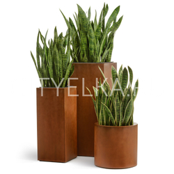 Кашпо TREEZ Effectory - Corten Steel - Цилиндр - Кортеновская сталь-Бархатистая окись