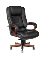 Кресло руководителя Бюрократ T-9925WALNUT/BLACK черный кожа крестовина дерево