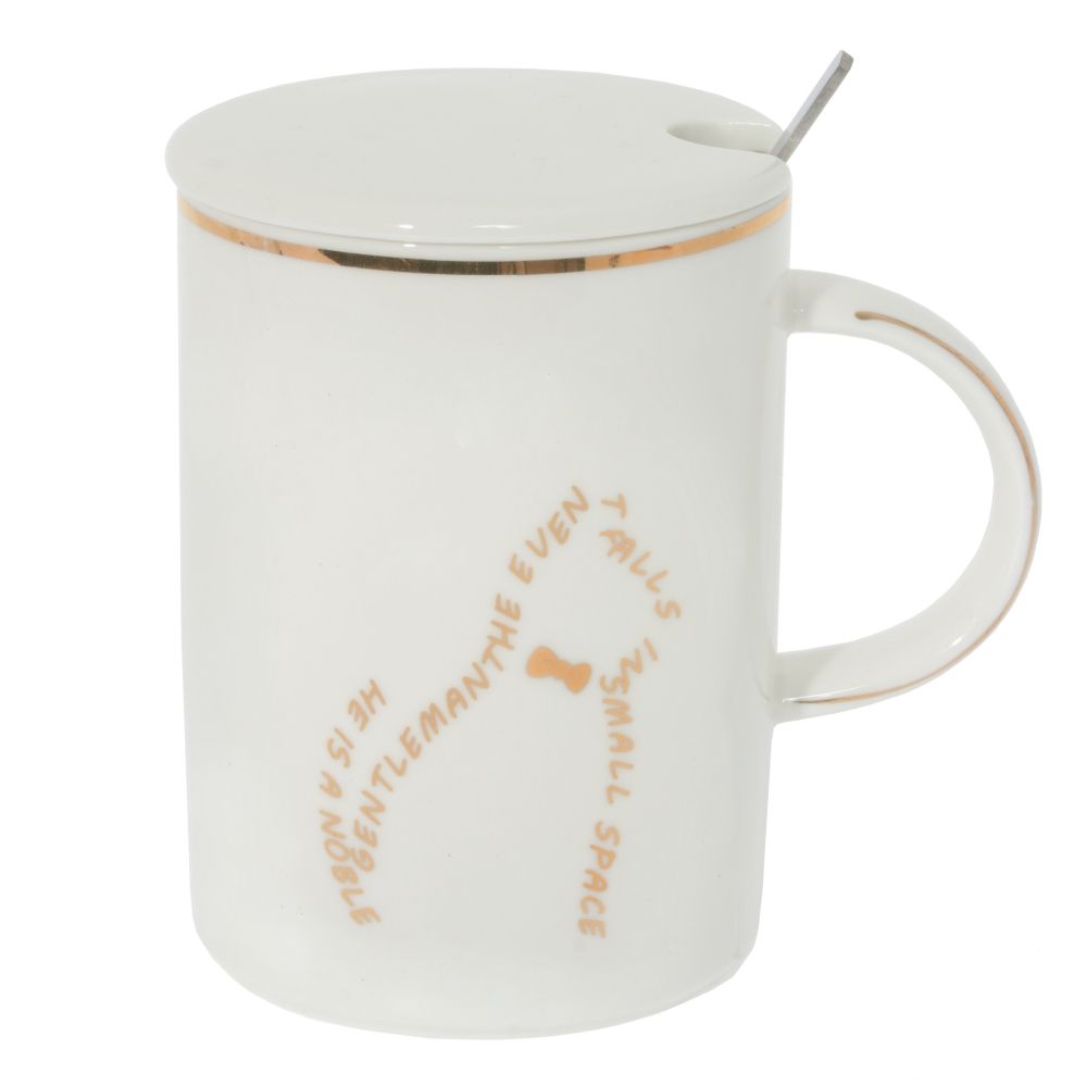 GAEM Кружка с крышкой и ложкой, 400 мл, L11,5 W8 H11,5 см, 4в.