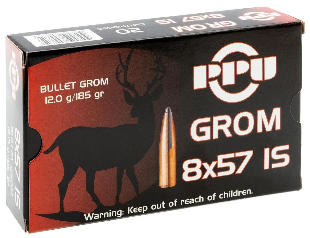 Патрон 8х57IS PPU GROM 12,0 г/185 gr, коробка 20 шт.