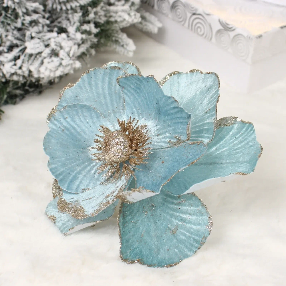 Украшение новогоднее «Пуансеттия - Нежное прикосновение» 17 см, Голубой