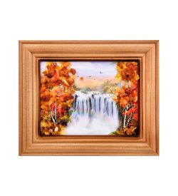 AMB-75/29 Картина «Водопад» (с янтарной крошкой) дер.краш.рамка 7х9