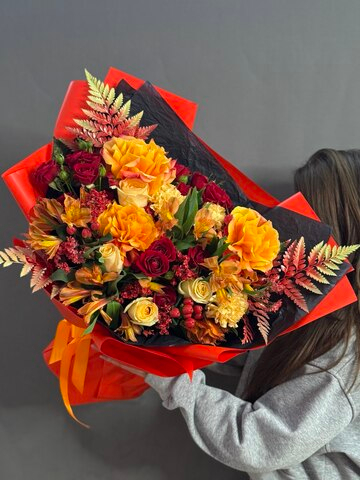 Авторский букет в стиле Хохломской росписи
