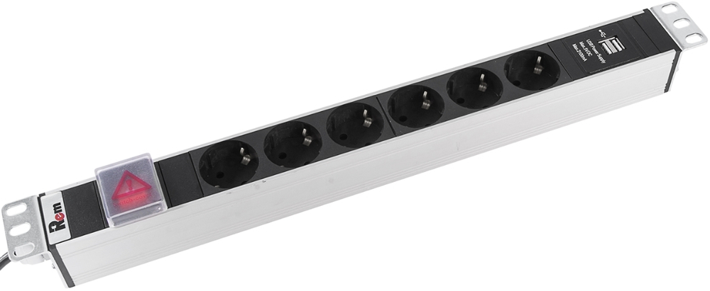 Блок розеток 19", 6 розеток ЦМО R-16-6S-V-U-440-3