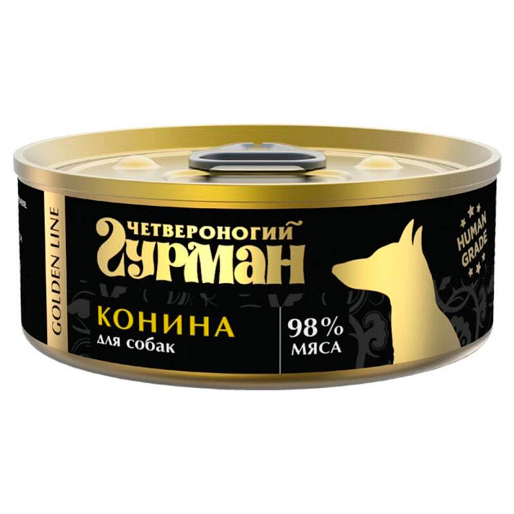 Влажный корм Четвероногий Гурман Golden line, конина в желе, для взрослых собак, 100 г.