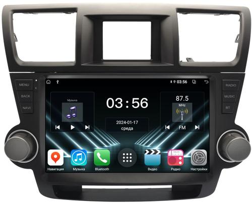 Магнитола для Toyota Highlander 2 XU40 2007-2013 (рамка с крутилками и кнопками) - FarCar S280 монитор 10.36" IPS на Android 13, CarPlay