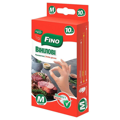 Перчатки виниловые Fino для масы, рыбы M (10 шт)