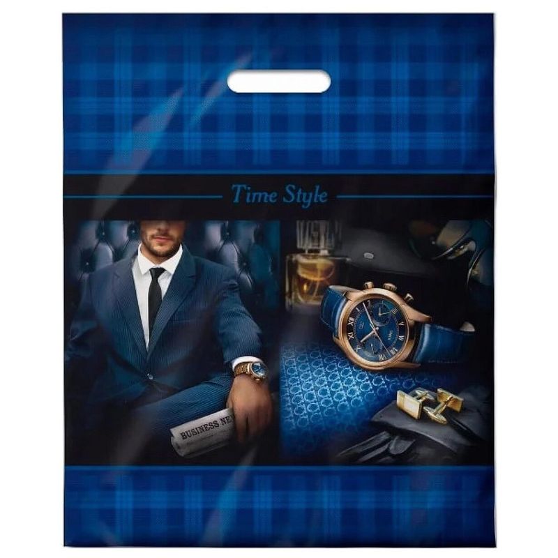 Пакет прорубная ручка Россия 38*47 см 60 мкм ПВД Тайм стиль  1 шт 500 шт/кор