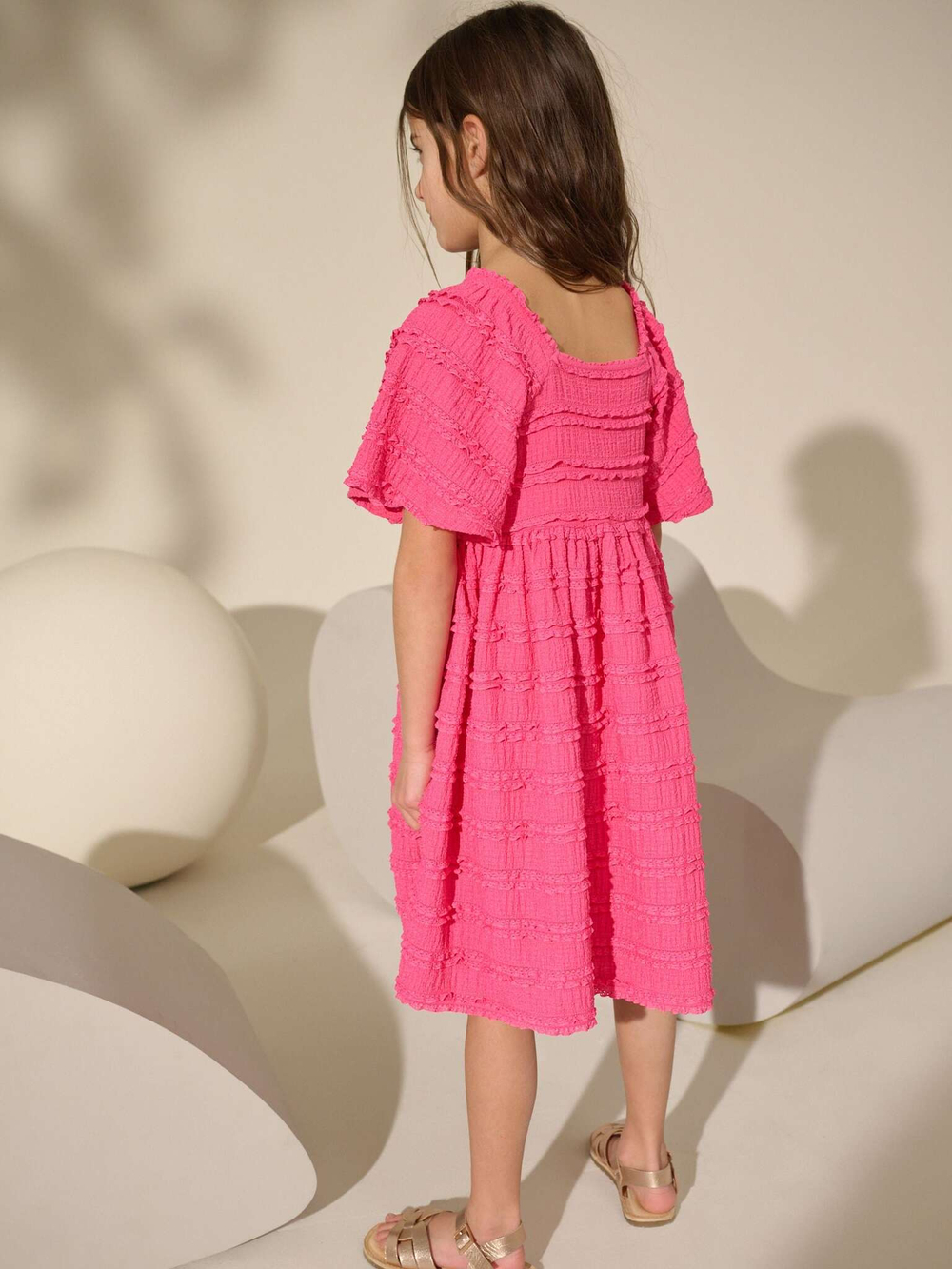 Платье с оборками для девочки Next AT3-012, Фуксия