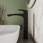 Смеситель для раковины 35к Milardo RORBL01M01 "Rora" высокий пов. излив, п/гайку,ЧЕРНЫЙ матовый