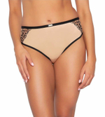 Трусики-бразилиана с контрастными резинками и вышивкой (Размер: M) (Цвет: черный с бежевым)