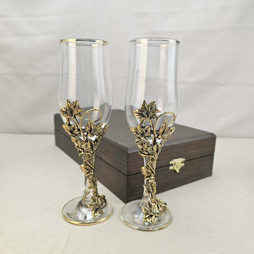 Набор бокалов для Шампанского на 2 персоны "Цветочный"