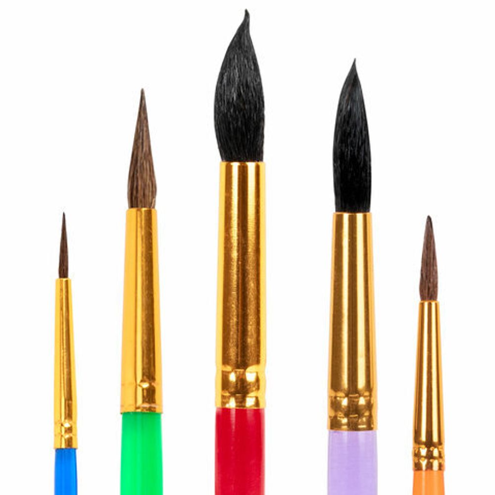 Кисти ПОНИ, БЕЛКА набор 5 шт. (пони круглые 2, 3, 5 белка круглые 6, 8) блистер, ЮНЛАНДИЯ, 201070