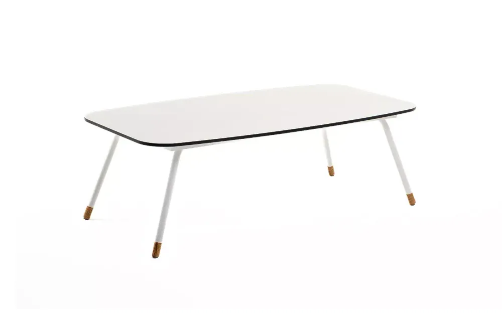 "Верона" журнальный стол из HPL 120х65, H40, каркас белый муар, цвет столешницы "молочный"